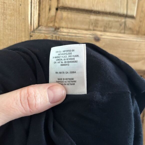 Maeve Anthropologie Small Dress Black Maxi V-Neck‎ Low Cut Cinching Slit - Picture 10 of 10